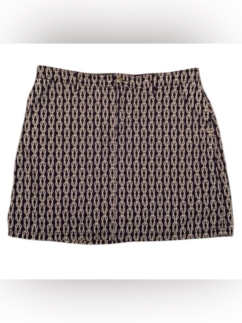 Croft & Barrow Nautical Blue White Skirt Skort Size 16 Stretch 4th Classic Fit